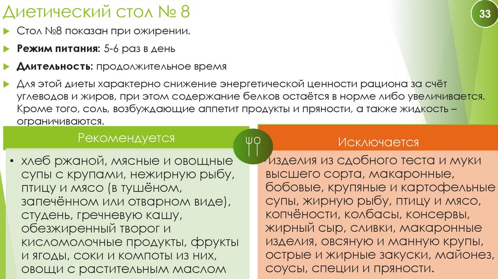 Диетический стол № 8