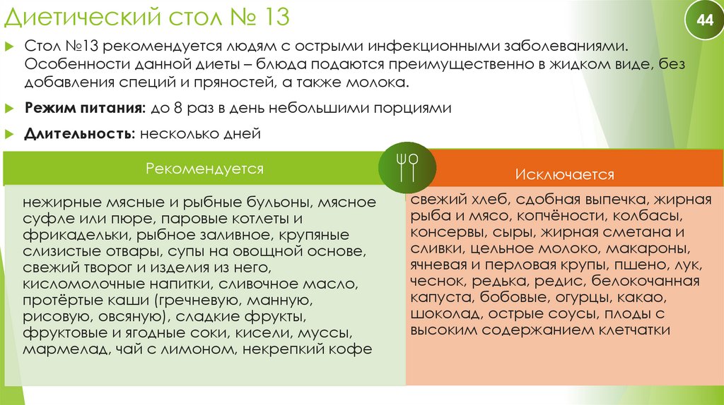 Диетический стол № 13