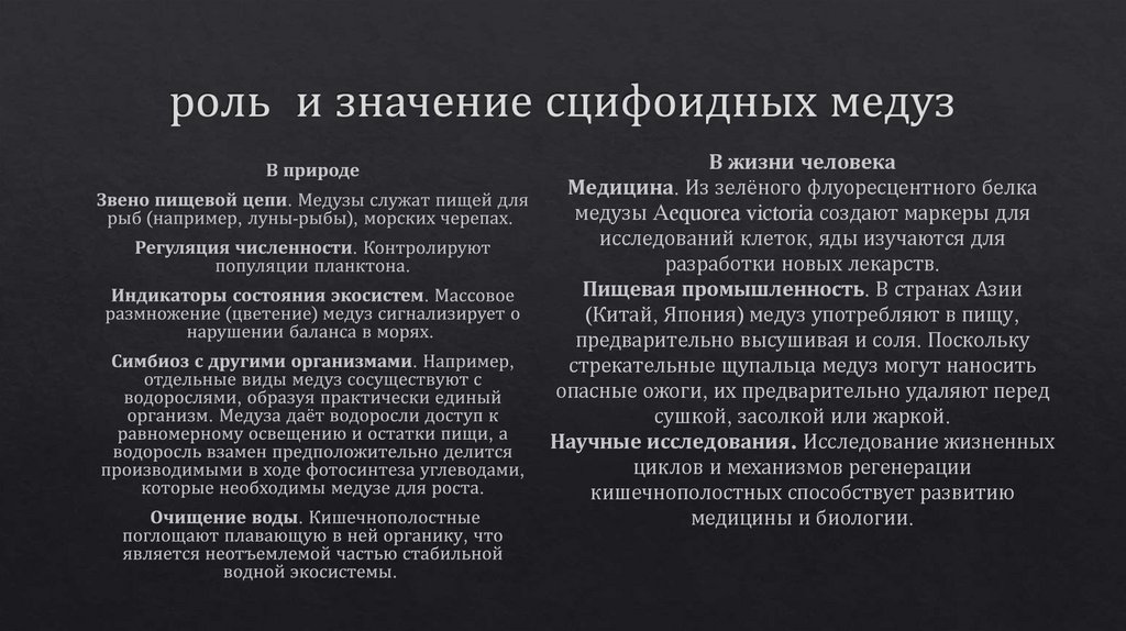 роль и значение сцифоидных медуз