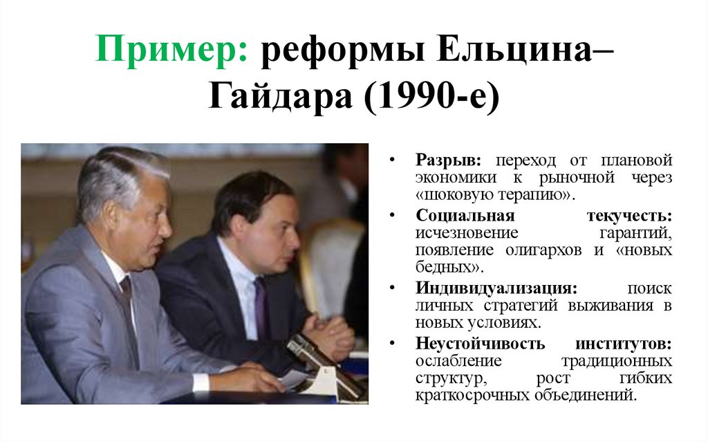Пример: реформы Ельцина–Гайдара (1990-е)