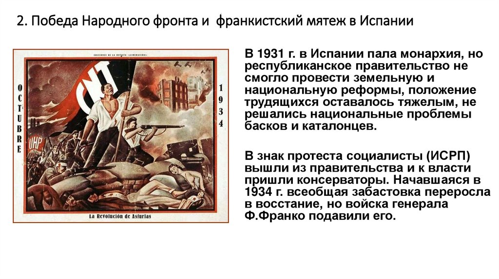 2. Победа Народного фронта и франкистский мятеж в Испании