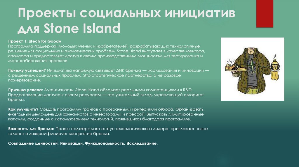 Проекты социальных инициатив для Stone Island