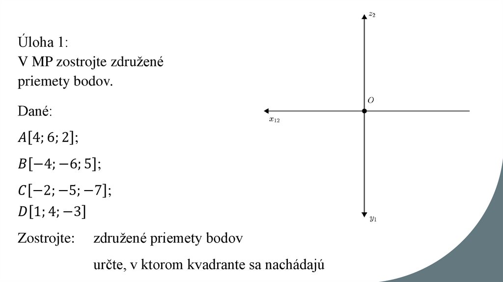 Úloha 1: V MP zostrojte združené priemety bodov.