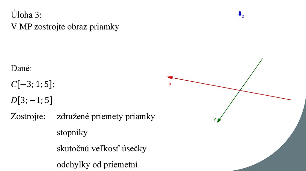 Úloha 3: V MP zostrojte obraz priamky