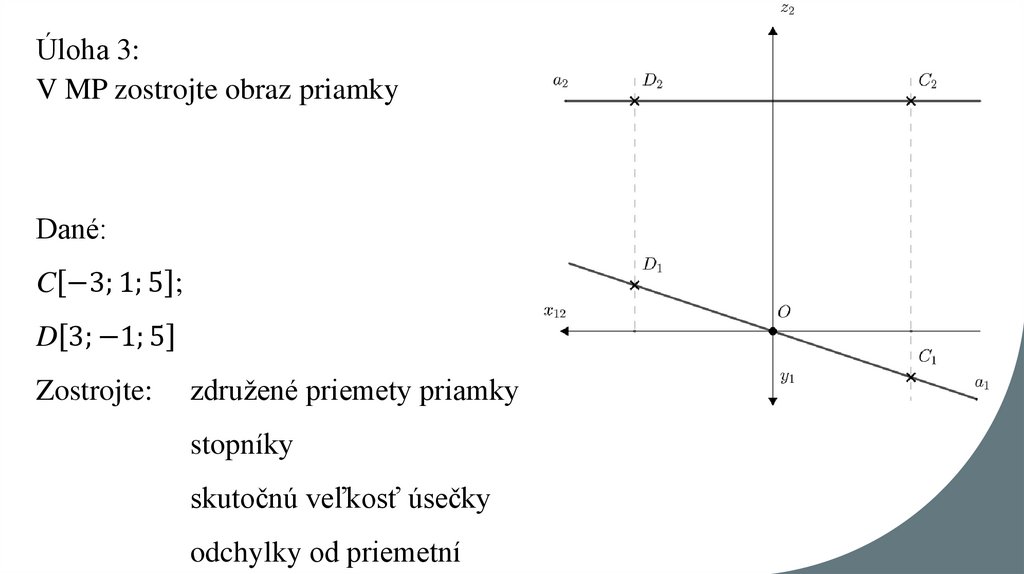 Úloha 3: V MP zostrojte obraz priamky
