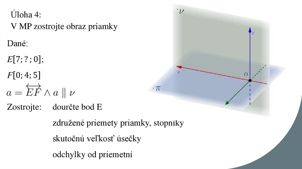 Úloha 4: V MP zostrojte obraz priamky