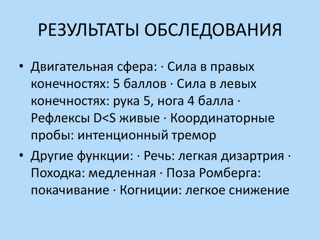 РЕЗУЛЬТАТЫ ОБСЛЕДОВАНИЯ