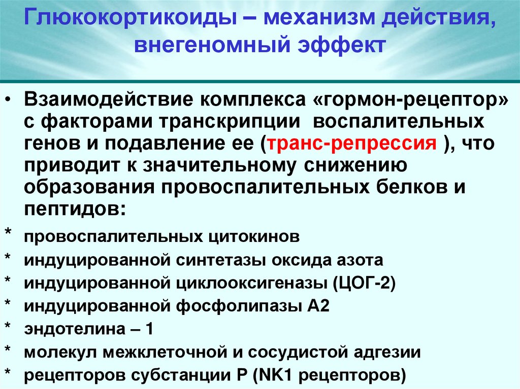 Глюкокортикоиды – механизм действия, внегеномный эффект