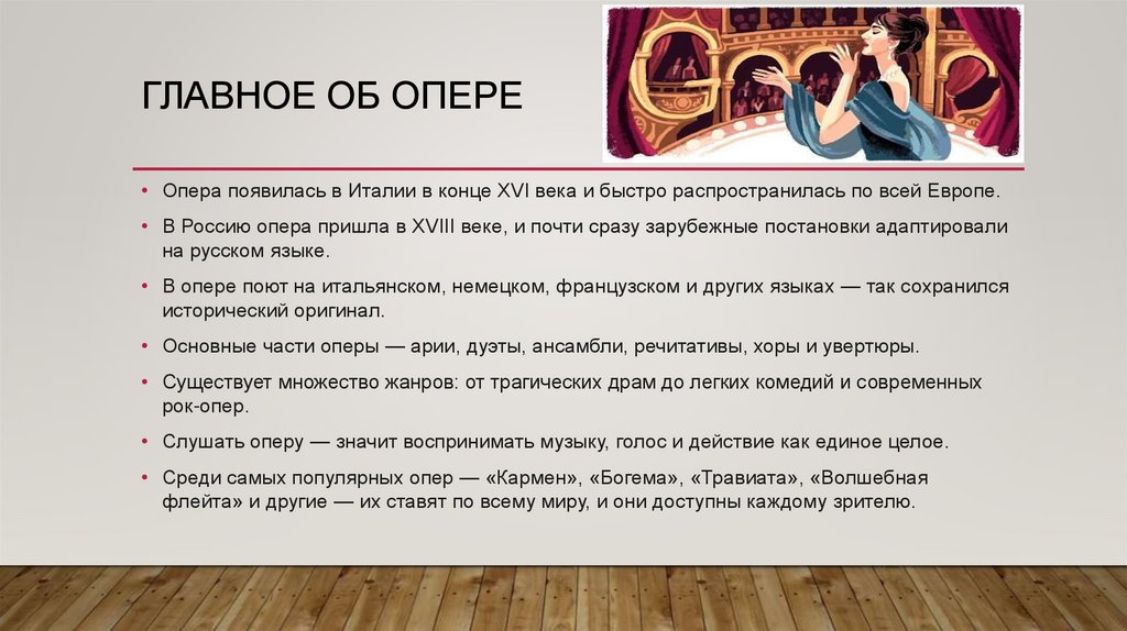 ГЛАВНОЕ ОБ ОПЕРЕ