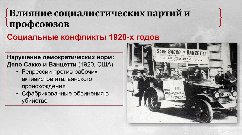 Влияние социалистических партий и профсоюзов