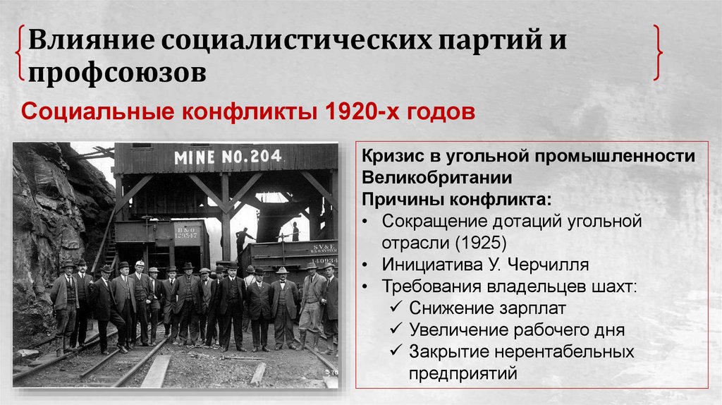 Влияние социалистических партий и профсоюзов