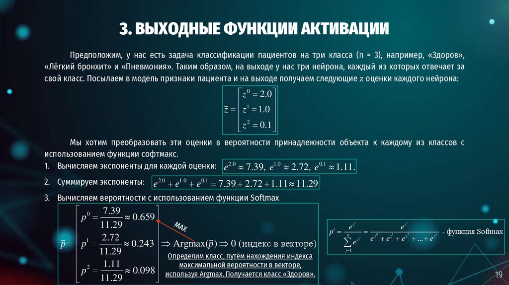 3. ВЫХОДНЫЕ ФУНКЦИИ АКТИВАЦИИ