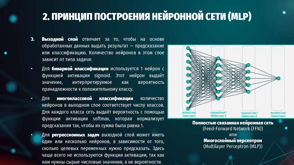 2. ПРИНЦИП ПОСТРОЕНИЯ НЕЙРОННОЙ СЕТИ (MLP)