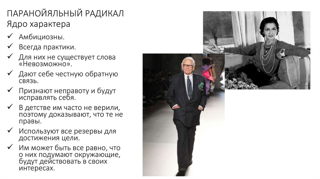 ПАРАНОЙЯЛЬНЫЙ РАДИКАЛ Ядро характера