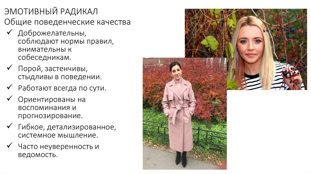 ЭМОТИВНЫЙ РАДИКАЛ Общие поведенческие качества