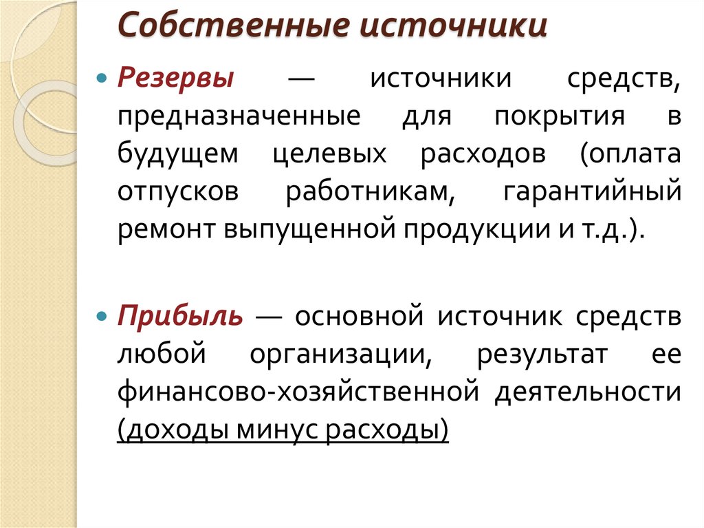 Собственные источники