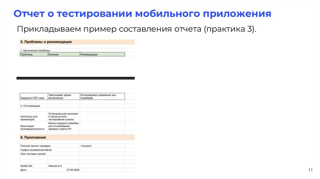 Отчет о тестировании мобильного приложения