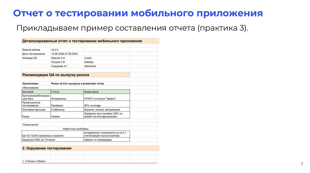 Отчет о тестировании мобильного приложения