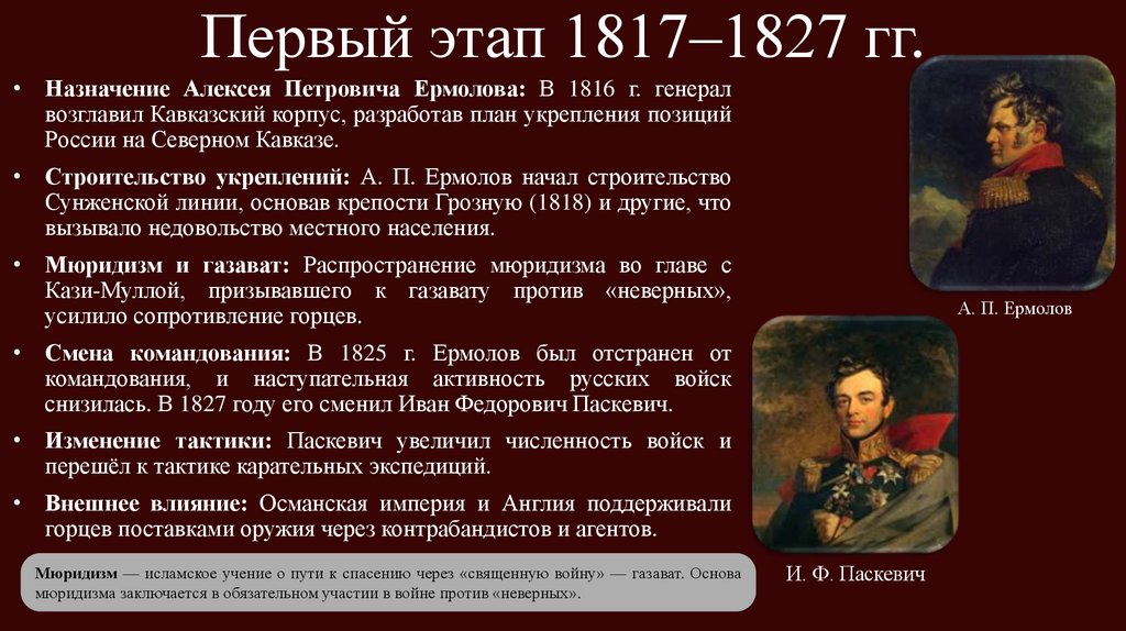 Первый этап 1817–1827 гг.