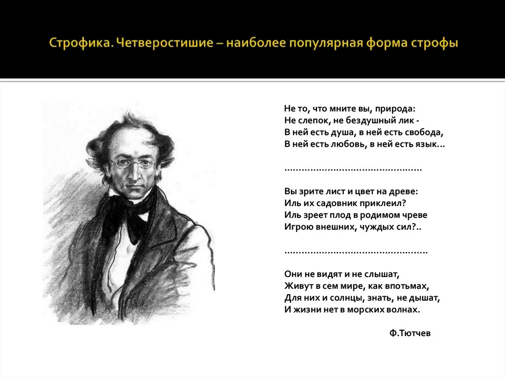 Строфика. Четверостишие – наиболее популярная форма строфы