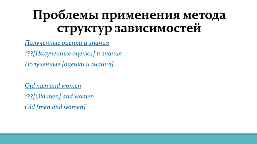 Проблемы применения метода структур зависимостей