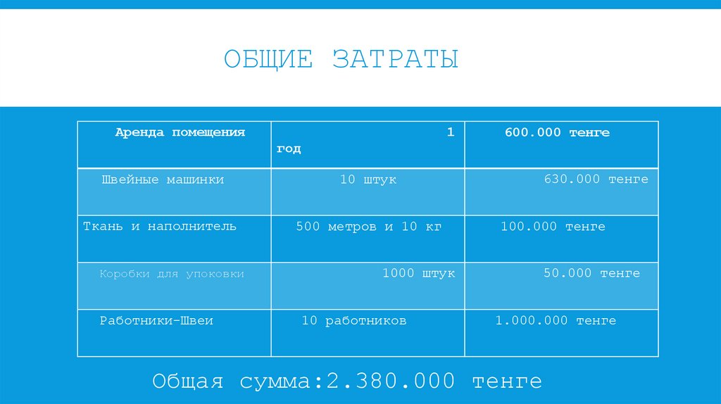 Общие затраты