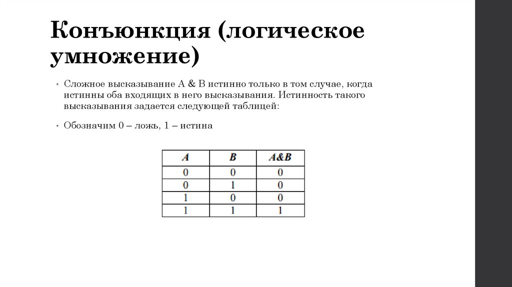 Конъюнкция (логическое умножение)