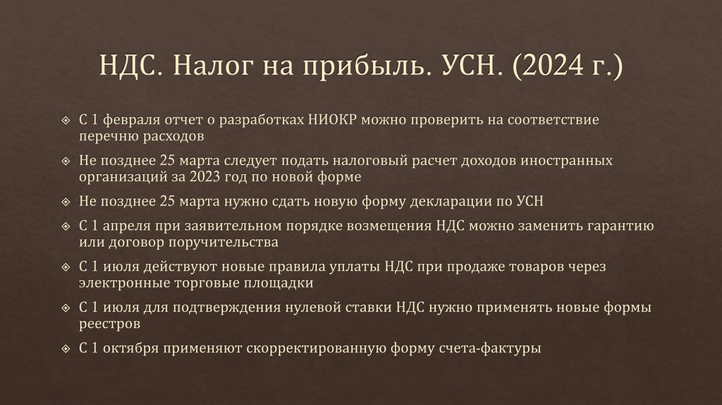 НДС. Налог на прибыль. УСН. (2024 г.)