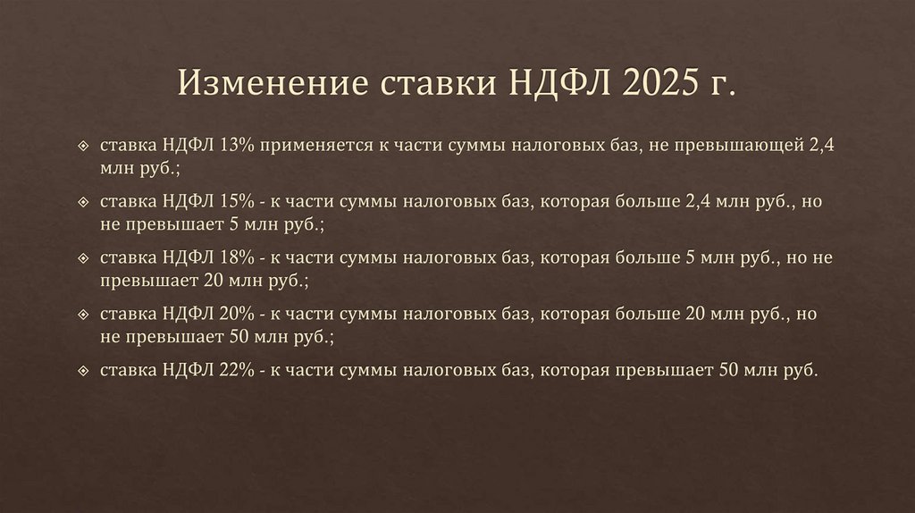 Изменение ставки НДФЛ 2025 г.
