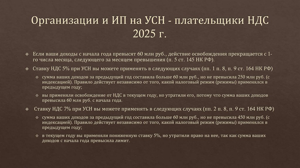 Организации и ИП на УСН - плательщики НДС 2025 г.