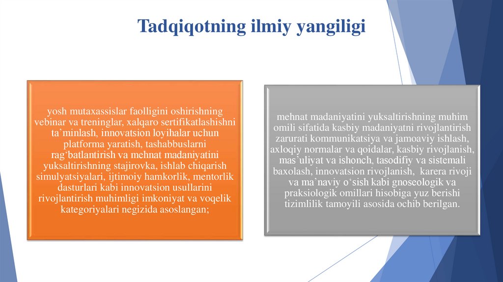 Tadqiqotning ilmiy yangiligi