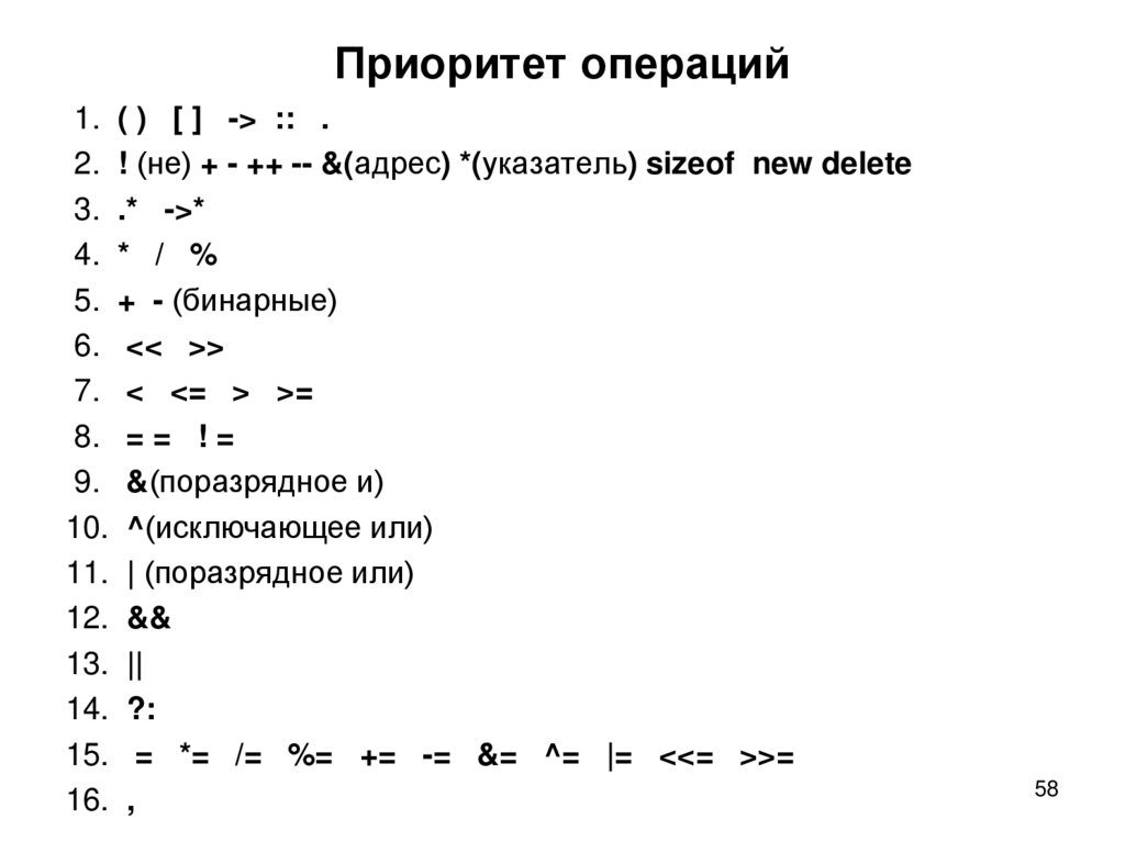 Приоритет операций