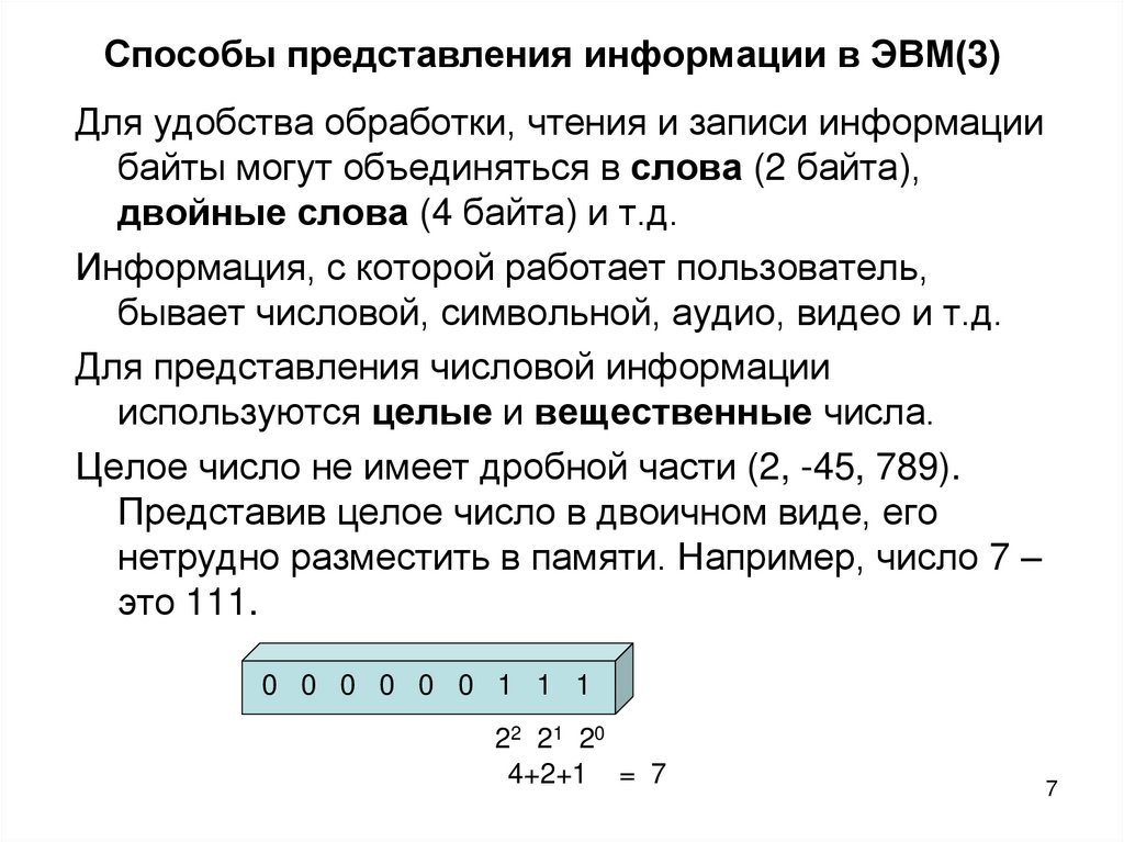 Способы представления информации в ЭВМ(3)