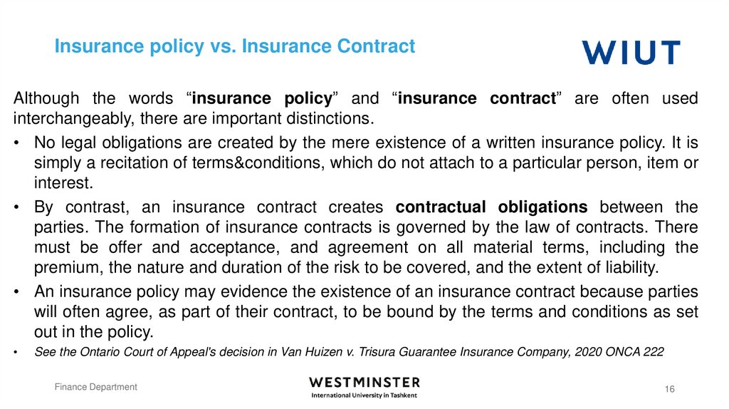 Insurance policy vs. Insurance Contract