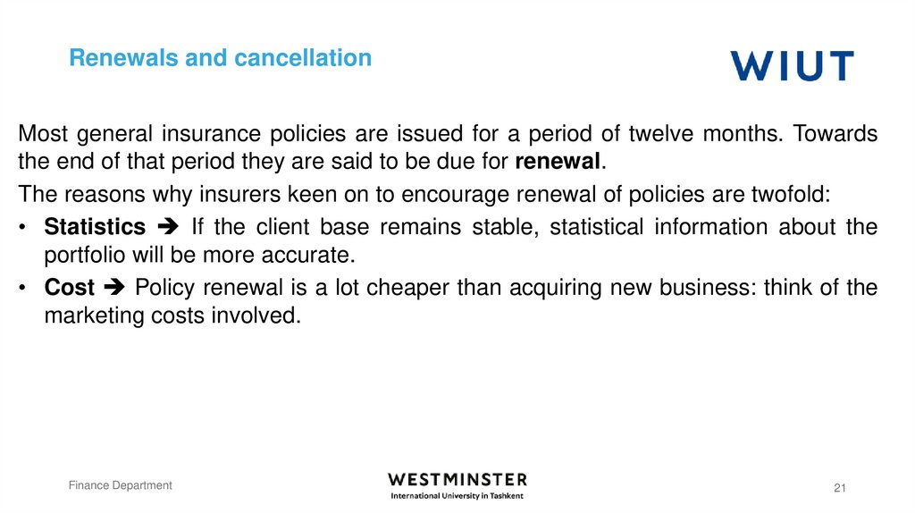 Renewals and cancellation