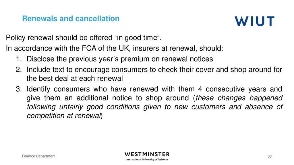 Renewals and cancellation