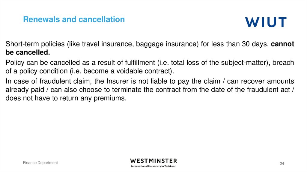 Renewals and cancellation