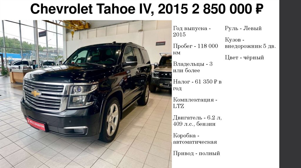 Chevrolet Tahoe IV, 2015 2 850 000 ₽