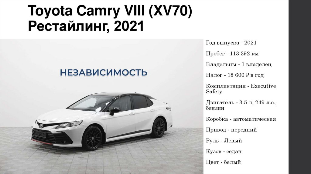 Toyota Camry VIII (XV70) Рестайлинг, 2021