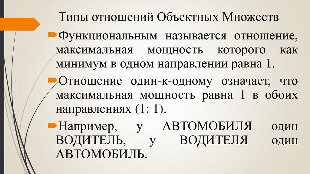 Типы отношений Объектных Множеств