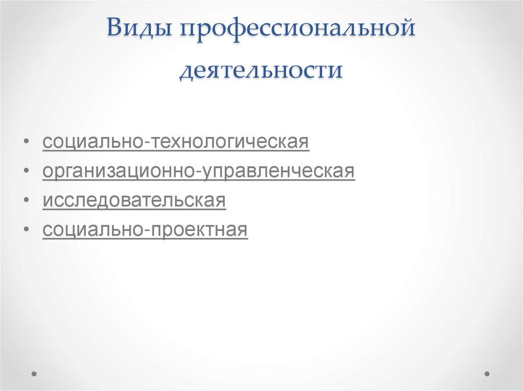 Виды профессиональной деятельности
