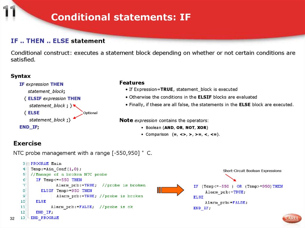 Conditional statements: IF