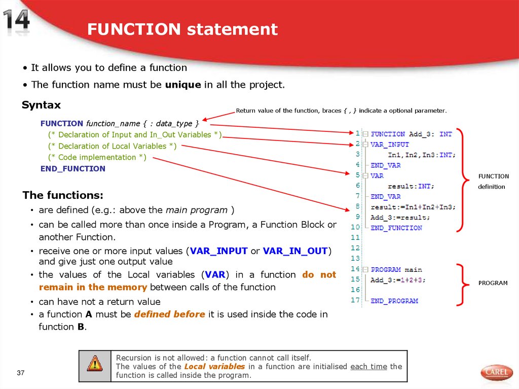 FUNCTION statement