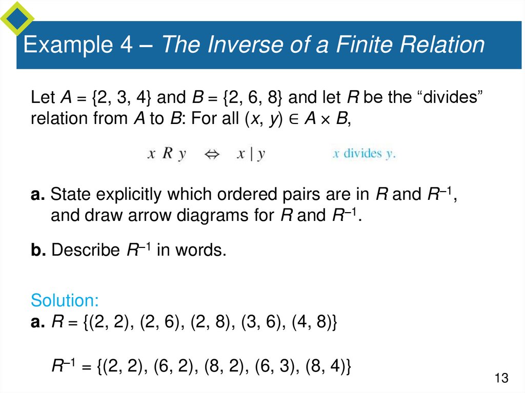 Example 4 – The Inverse of a Finite Relation