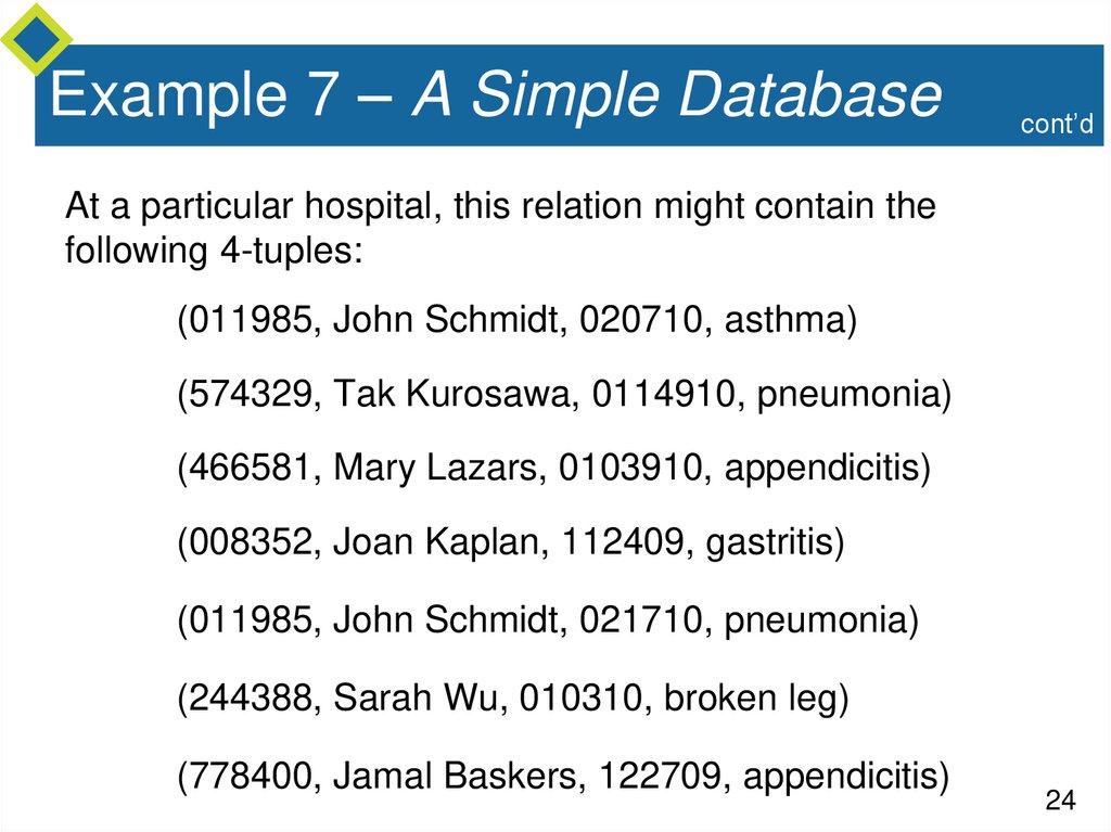 Example 7 – A Simple Database