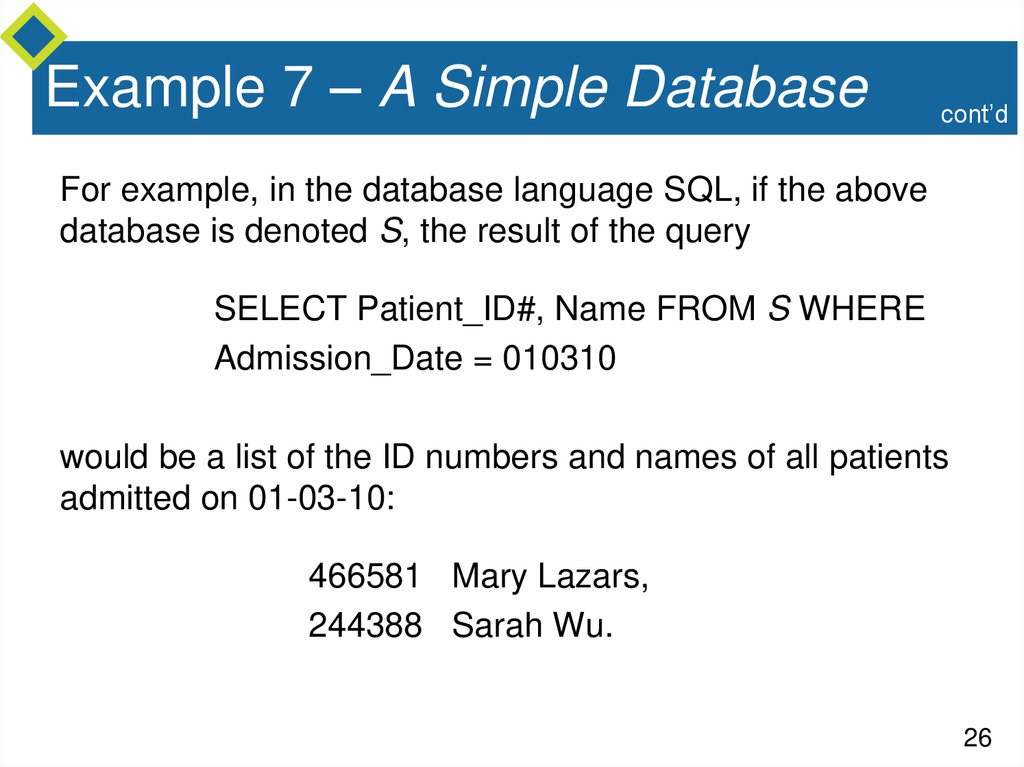 Example 7 – A Simple Database