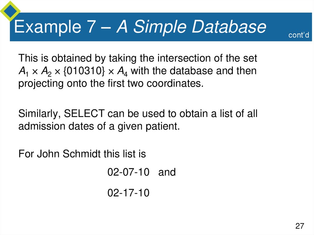Example 7 – A Simple Database