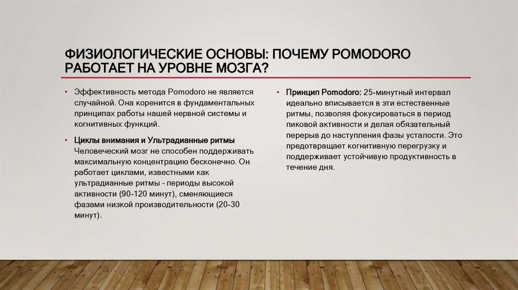 Физиологические основы: Почему Pomodoro работает на уровне мозга?