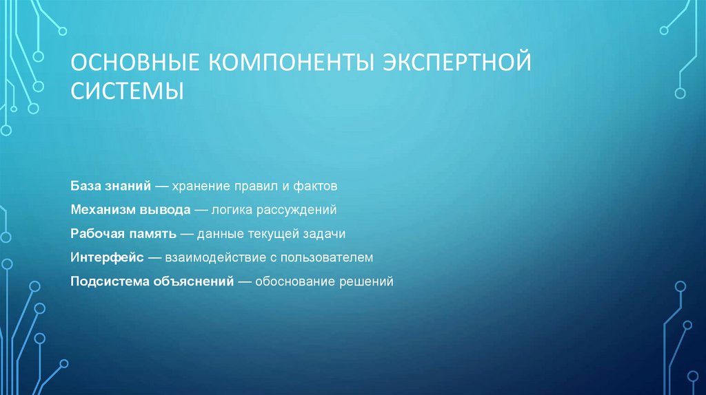 Основные компоненты экспертной системы