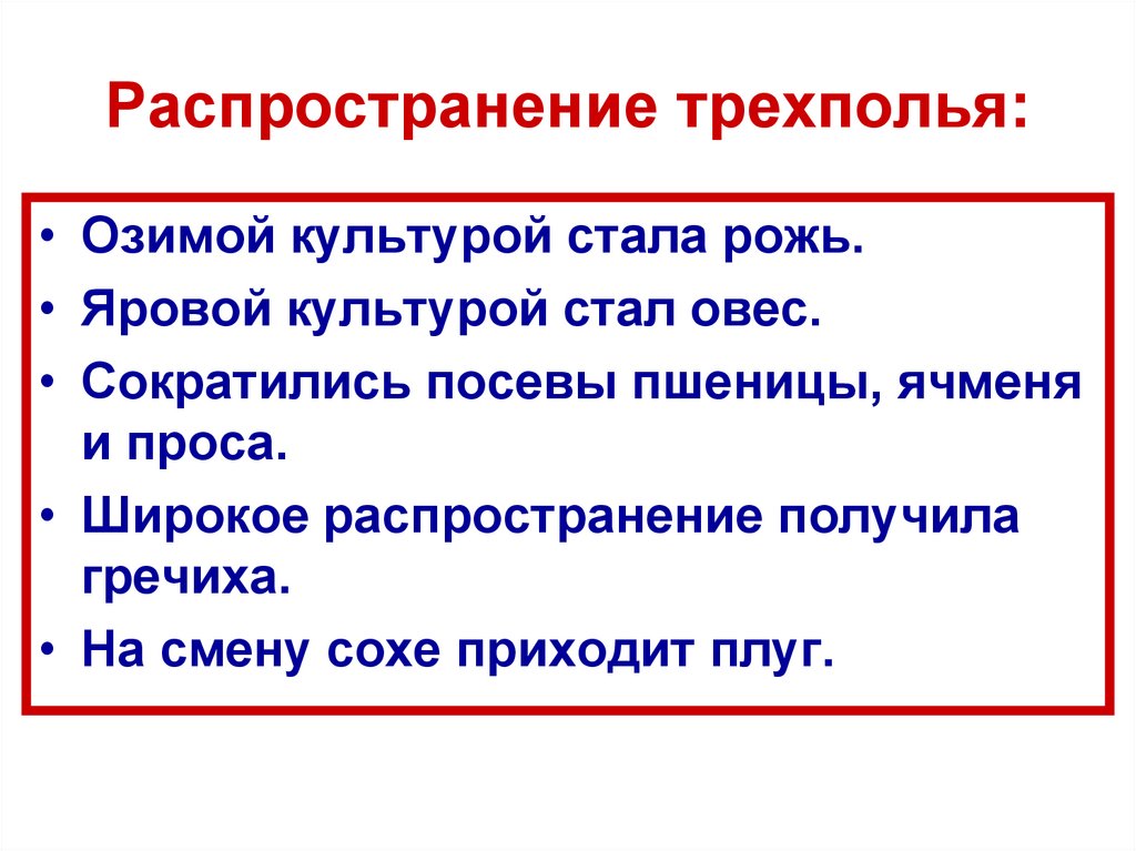 Распространение трехполья: